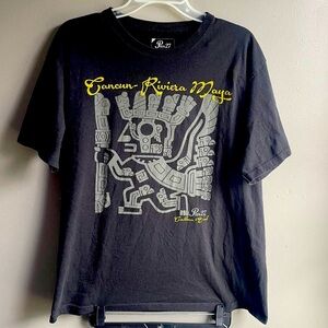 PIER 27 CANCUN RIVIERA MAYA GRAPHIC TSHIRT. CARIBBEAN SOUL SZ L 100%COTTON,BLACK